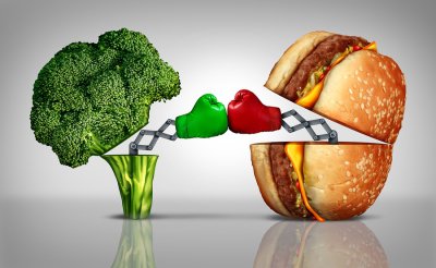 Image of broccoli and burger