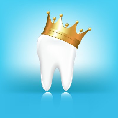 Tooth with crown on it