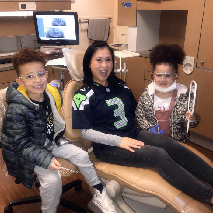 dr thuy nguyen and kid dental patients
